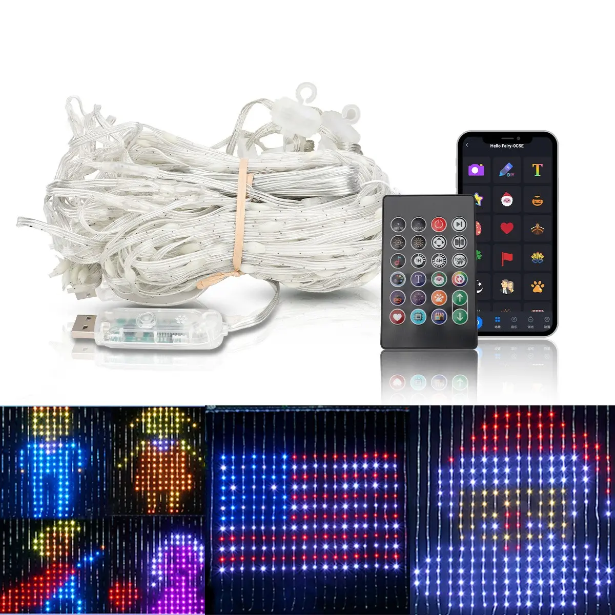 Smart Curtain LED Light Strip, Animated Curtain Lamp, Acrylic Decorative Light Bar, DIY Matrix Light Curtain, 79.2inch, APP Custom Animation, Led Curtain Lights