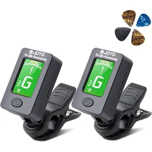 Guitar Tuner Clip  with Guitar Capo for Guitar, Bass, Violin, Ukulele, Digital  Tuner Acoustic Guitar Accessories with LCD Display (2PCS JT-01)