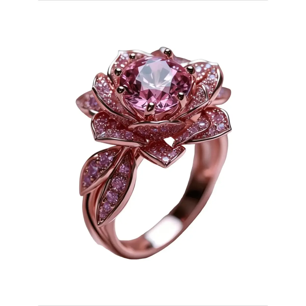 Elegant Rose Gold Floral Ring for Women with Glamorous Pink Cubic Zirconia, Unique Flower Design for Party, Wedding & Anniversary, Engagement, Graphic, Casual, Synthetic, Ceremony, Unique Rings, Flower Motif, Symbolizes Love