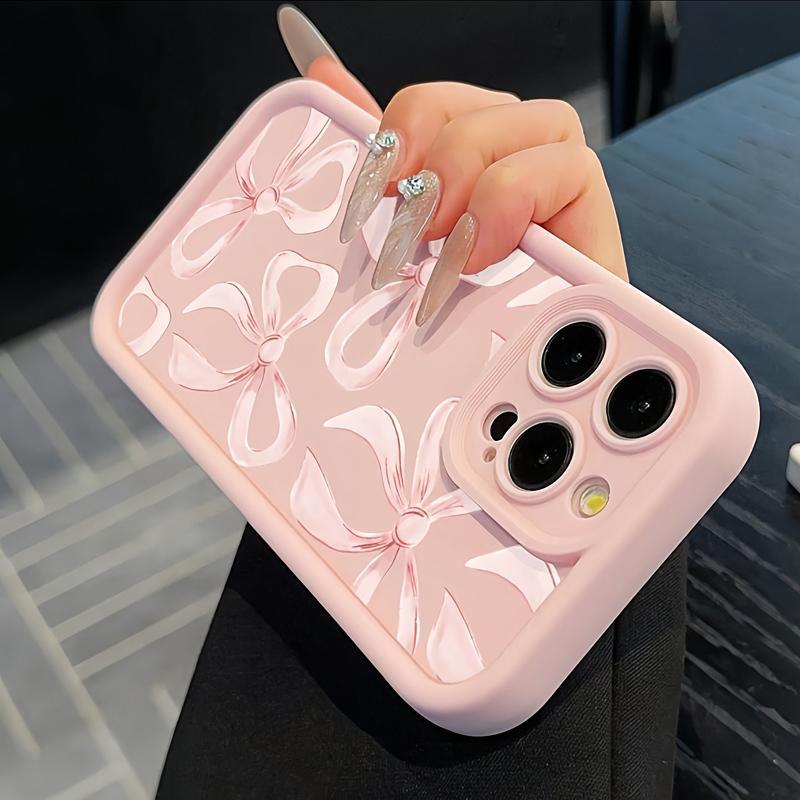 Bow Pattern Phone Case, Cute Phone Case, Fashionable Phone Protector Cover, Phone Accessories Compatible with iPhone 17 16 15 14 13 12 11 Xs Xr & Samsung Galaxy S26 S25 Ultra S24 Plus S23 FE S22 S21 Series.QXB286.designer,case Protective Protection