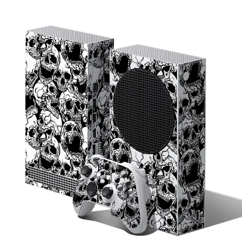 Grunge Punk Skull Halloween Theme Skin Kit for Xbox Series S Console & Dual Controllers, Premium Vinyl Wrap, Anti‑Scratch Water‑Proof, Easy Peel Off Without Sticky Residue