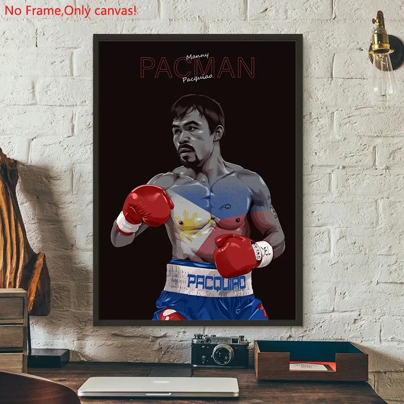 1 piece/set frameless canvas painting print poster, Classic realistic Boxing Sports star art,Manny Pacquiao Boxing Illustrati, a perfect gift for mixed martial arts loves, ideal gift for bedroom, living room, dorm hallway, kitchen,s mural, wall decoration