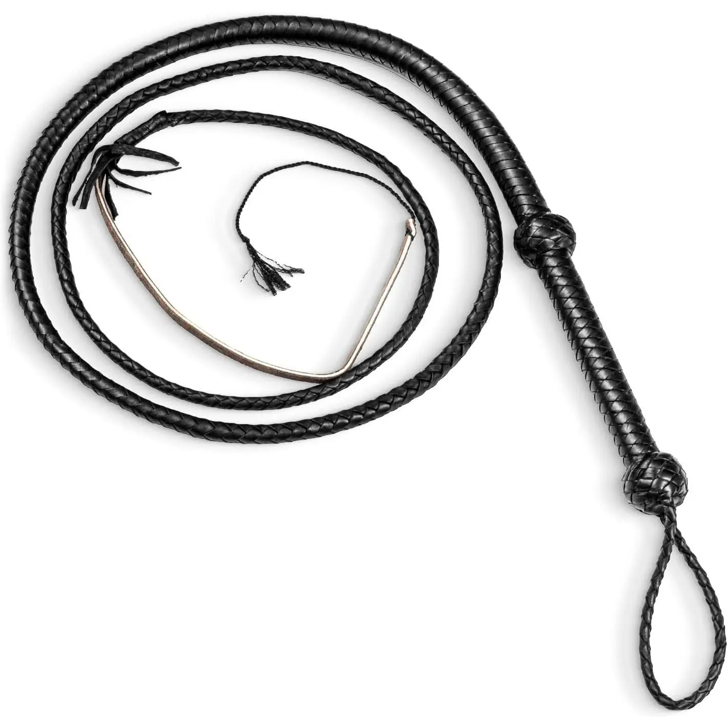 Real Cow Hide Leather Equestrian Bullwhip Black 3ft 4ft 6ft 8ft Long for Sound Practice Horse Handling & Costume Use