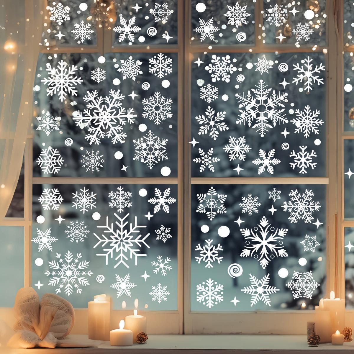 4 sheets/set Christmas Window Stickers - Static White Snowflake and Winter Decorations, Reusable Plastic Holiday Decoration