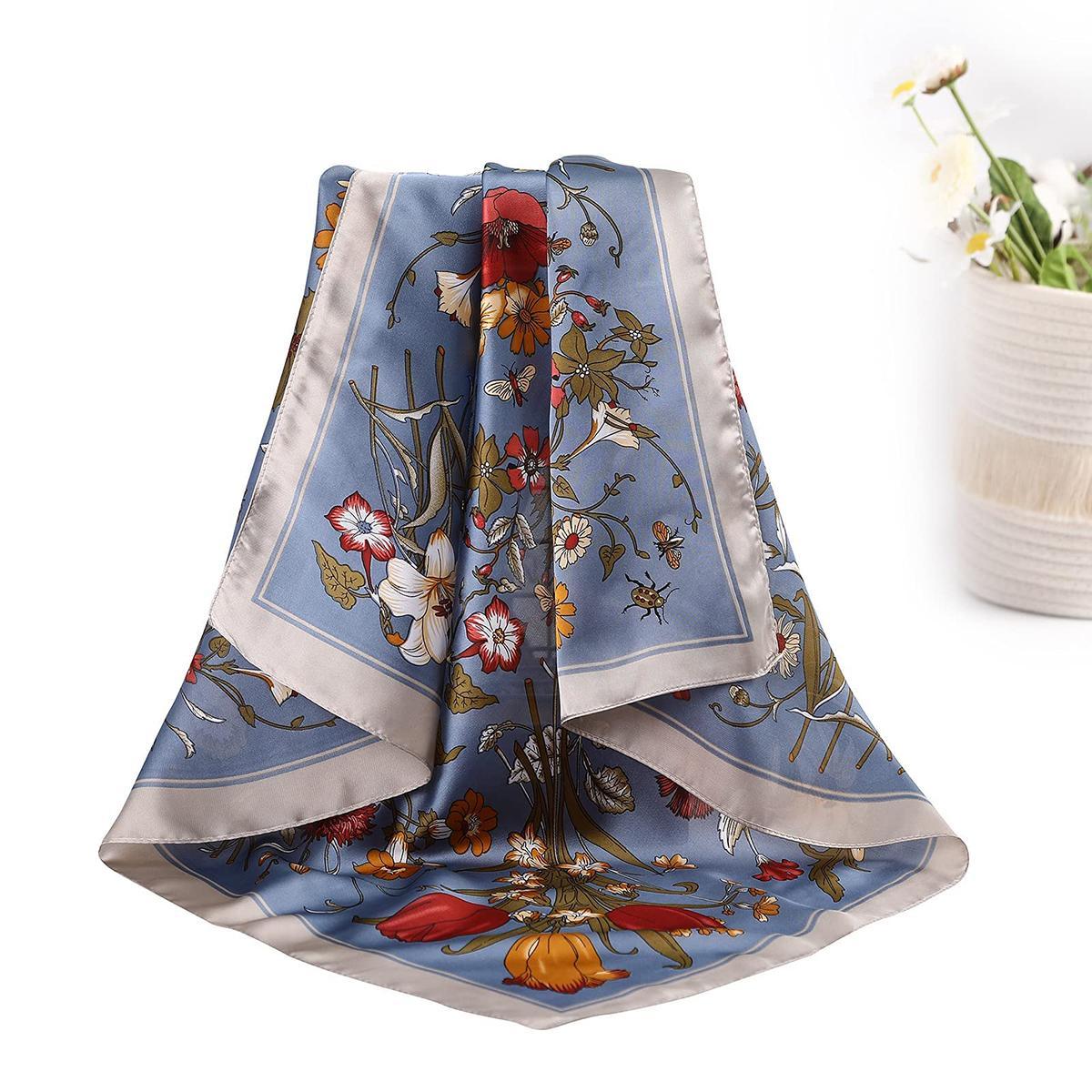 AWAYTR 4PCS/Set 27.5" Fashion Square Silk-Like Head Scarf Neck Scarves for Women Elegant Hair Kerchief Bandanas Headbands Head Wraps Turban Hijab AWAYTR 4PCS/Set 27.5" Fashion Square Silk-Like Head Scarf Neck Scarves for Women Elegant Hair Kerchief Bandanas Headbands Head Wraps Turban Hijab