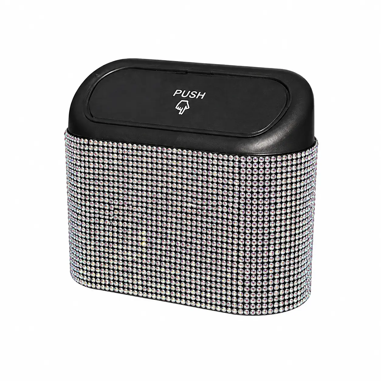 Premium Car Interior Trash Can with Diamond-Accent Design – Compact Rear Seat Waste Bin for Vehicles, Multi-Functional Organizer with Lid, Leak-Proof Liner Compatibility, and Space-Saving Dashboard or Console Mounting