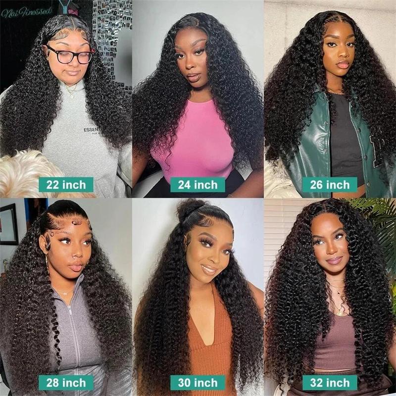Bling Hair 13x4 Lace Frontal Wigs Human Hair Kinky Curly Frontal Wig Deep Wave 13x6 Lace Front Wigs Pre Plucked For Women Natural Black Color