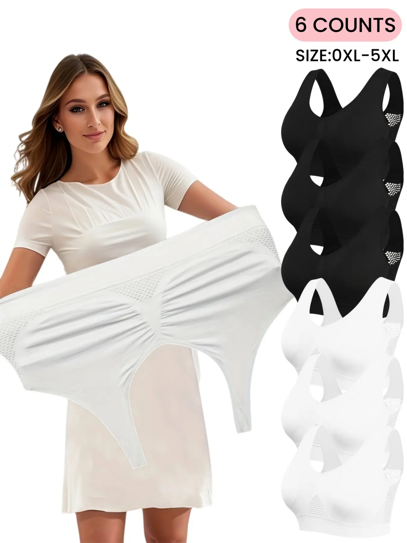 Plus Size Women's Plain Hollow Out Wireless Seamless Bra, No Padding, Full Coverage Bra,Breathable Comfortable Bra for Daily&Sleep Wear,Basic Vest,Casual,Soft&Elastic,Women's Lingerie for All Seasons