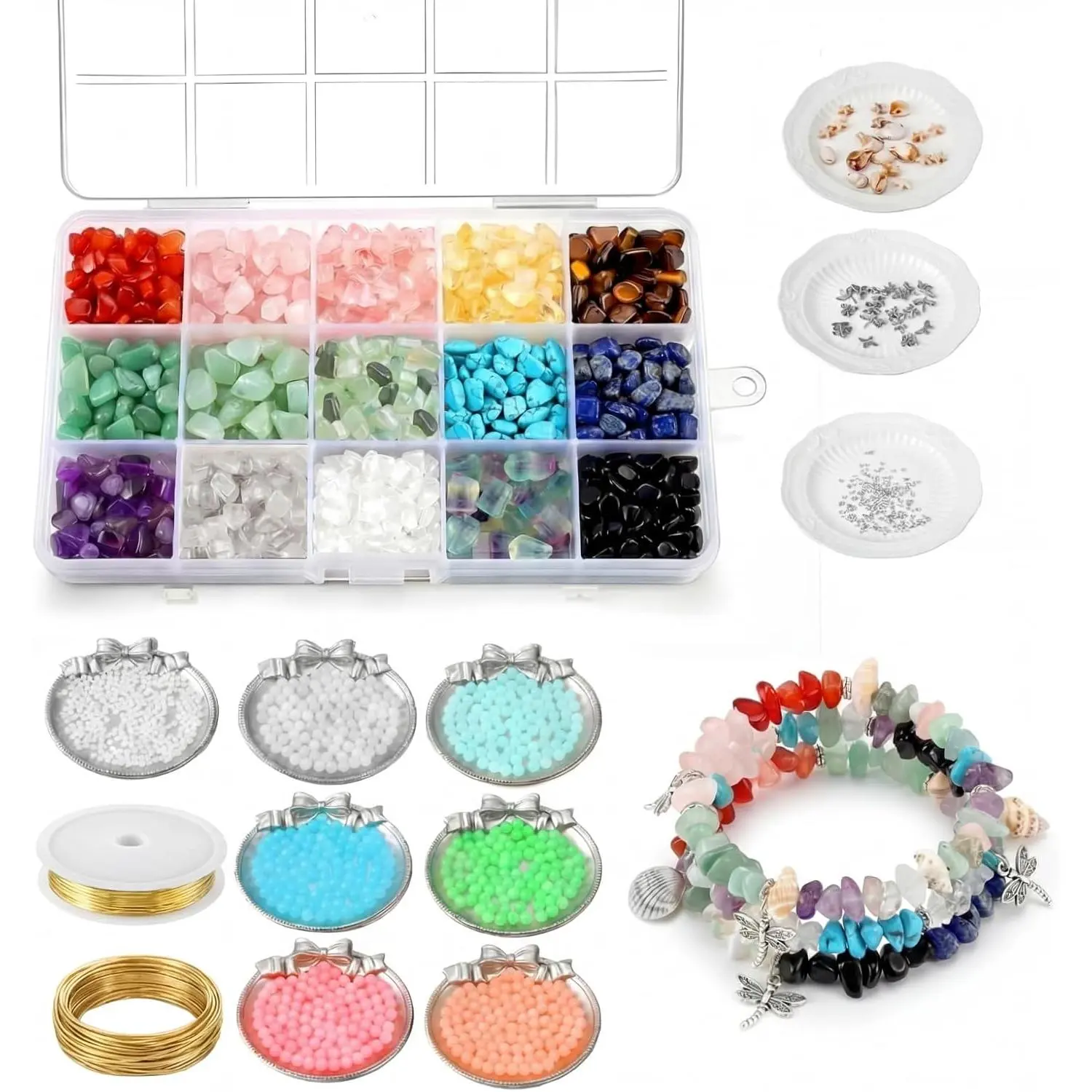 Making Kit for Bracelet Necklace Arm Cuff Earring DIY Supplies, Butterfly   Beads   Metal Wire