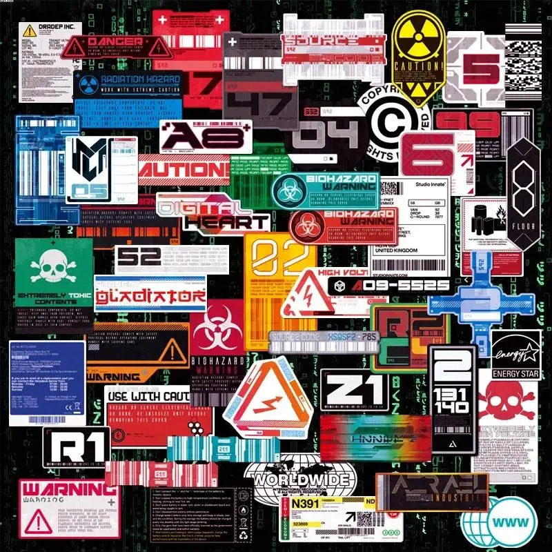 53pcs Self-Adhesive Universal Logo Stickers for Suitcases, European & American Electronics Industry Themed, Waterproof Home Decor Stickers