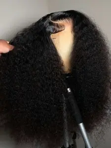 T Front Lace Wig, 180 Density, 26 Inches Long, No Glue, Curly Hair, Soft and Breathable, Pre-Styled, Heat Resistant, Natural Hairline