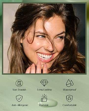 YADOCA 20PCS Septum Rings 16G for Women - Hypoallergenic Surgical Steel Daith Piercing Jewelry Cute Dangle Nose Ring Clicker for Helix, Tragus, Daith, Cartilage Earrings Hoop