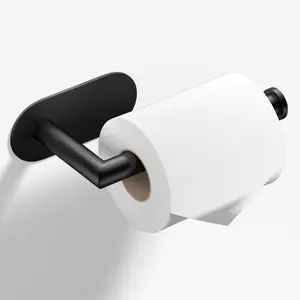 Matte Black Toilet Paper Holder Adhesive, Stainless Steel Self Adhesive Toilet Paper Roll Holder for Bathroom