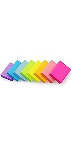 Sticky Notes 1.5x2 inch Bright Colors Self-Stick Pads 8 Pads/Pack 100 Sheets/Pad Total 800 Sheets