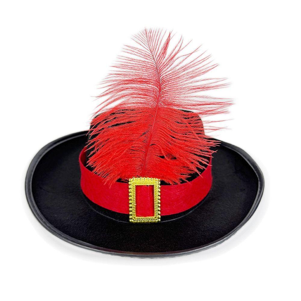 Vintage Black Musketeers Costume Hat Magician Hat With feathers Holiday Costume Hat Top Hats Stage Performance Kids Cosplay Hat