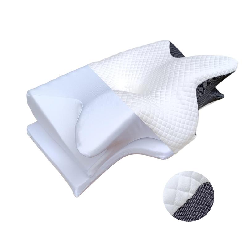 Two-way design with two different heights, ergonomic memory foam pillow for neck and shoulder relaxation, and contoured armrests for side and stomach sleepers. Great Christmas and Mother's Day gift.