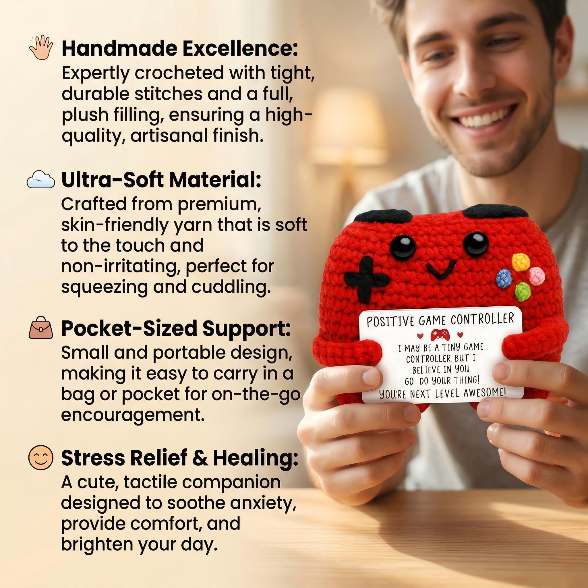 Handcrafted Mini Game Controller Knitted Plush Doll, Soft Emotional Support Stress Relief Toy, Perfect Christmas Presents Holiday Gifts Birthday Gifts for Women Men Him Teacher Appreciation Gifts, Portable Cute Decor for Desk Bedroom Bag Keychain