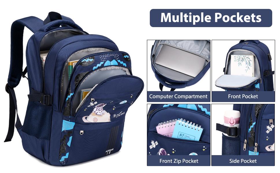 PLL Backpack for Boys - Boy Backpack Schoolbag for Boys Children Teens Girls Elementary Middle School Bags, Waterproof Lightweight Bookbag Backpacks Casual Daypack with Lunch Bag Set