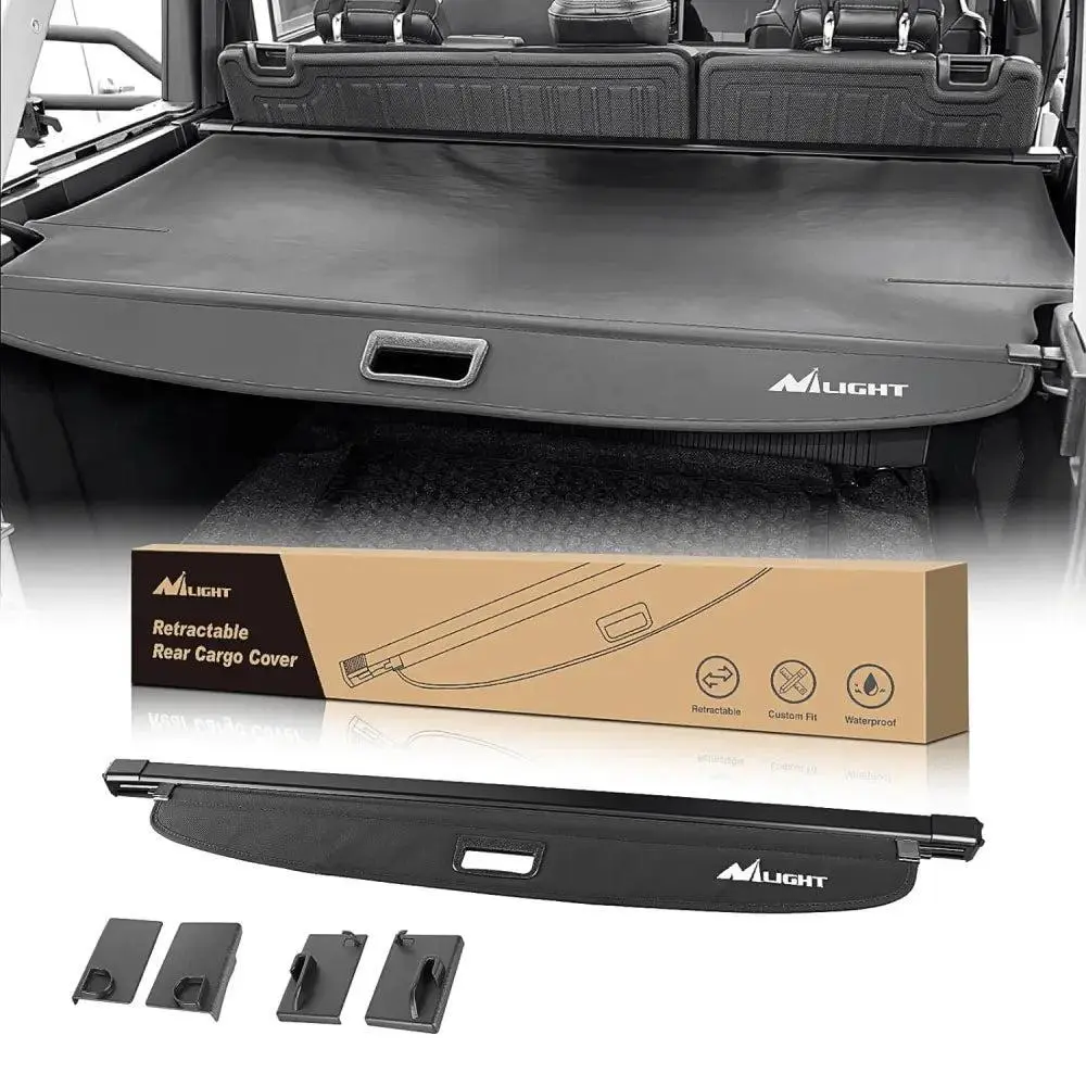 Nilight Retractable Car Cover - Automotive Car Protector for 2021-2024 Ford Bronco 4-Door, Heavy Duty Water Resistant Aluminum Construction, Flocking End, Double-Sided Tape, Clean Look, Snap Install, Car Covers, Heavy Duty Cover