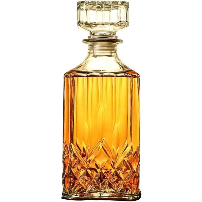 Whiskey Decanter with Airtight Geometric Stopper,32oz Liquor Decanter,Glass Decanter,Diaphanous Liquor Bottle,Decanter with Airtight Lid for Whiskey,Vodka,Bourbon,Scotch,Brandy,Wine