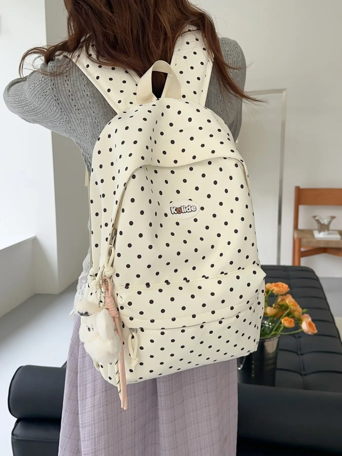 2026 New Korean Style Polka Dot Daily Backpack for Women, Large Capacity Lightweight Student Bag with Attachments, Casual Style Multicolor Options, Backpacks Women