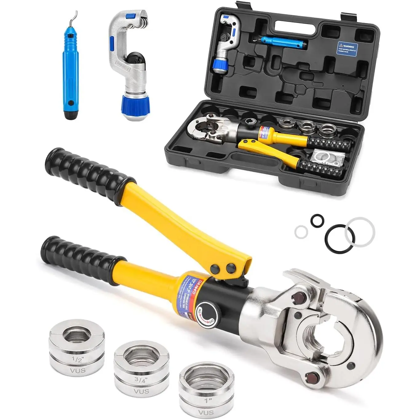 Hydraulic Copper Tube Fittings 1/2, 3/4, 1" Press Crimping Tool Kit Pex Pipe  Pressing Pliers Stainless PEX Press Sleeves for Copper Pipe with Pipe