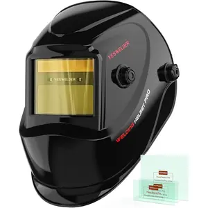 Auto Darkening Welding Helmet, Blue Light Blocking, 1/1/1/1 True Color Solar Powered Welding Hood with 2 Arc Sensors, Wide Shade 3.5/9-13 Welder Mask for TIG MIG ARC and Grind