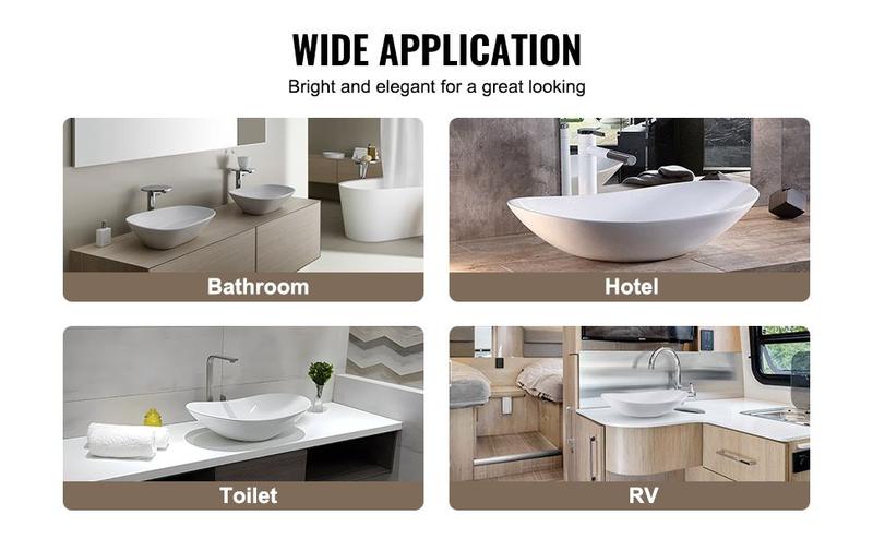 VEVOR Modern Ceramic Vessel Sink 23.3" x 14.2" Bathroom Vanity Bowl Countertop