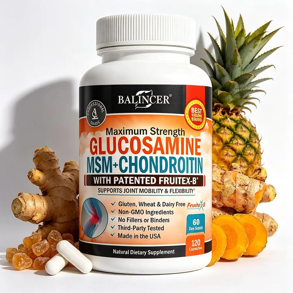 Glucosamine Chondroitin Supplement - Turmeric and Ginger, Glucosamine Chondroitin Sulfate Supports Joint Health - 120 Capsules