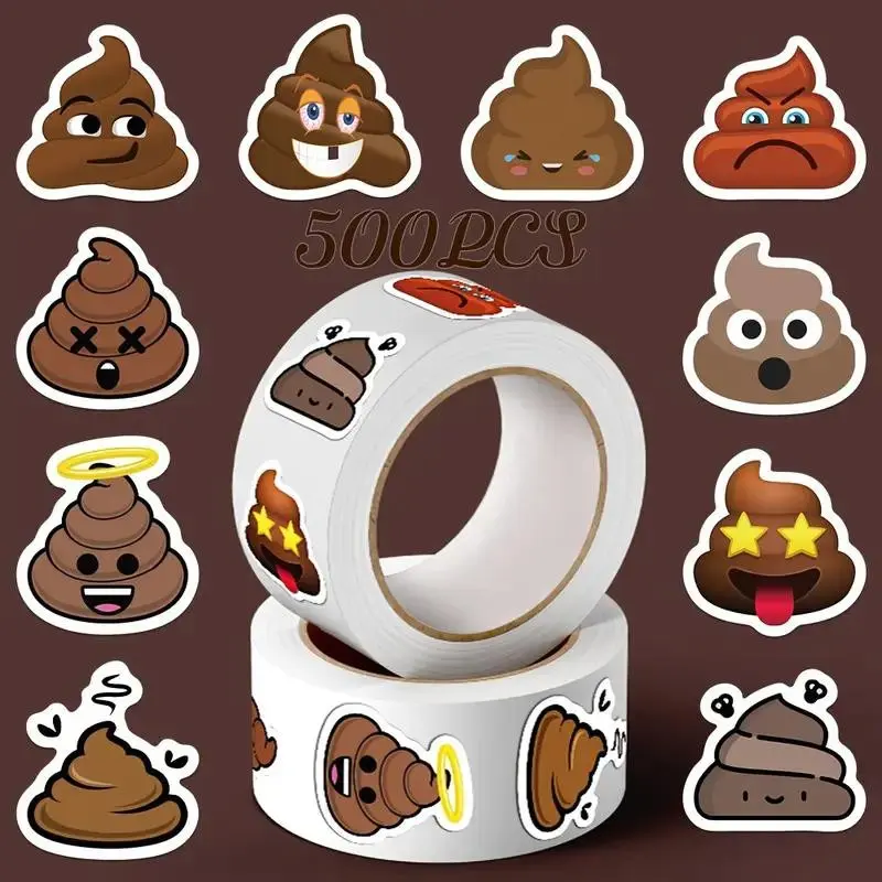 500 Funny Poop Stickers, Angry Surprised Happy Faces, Matte Vinyl Bathroom Decor, Party Gifts, Scrapbook Laptop Decoration, Humorous Design