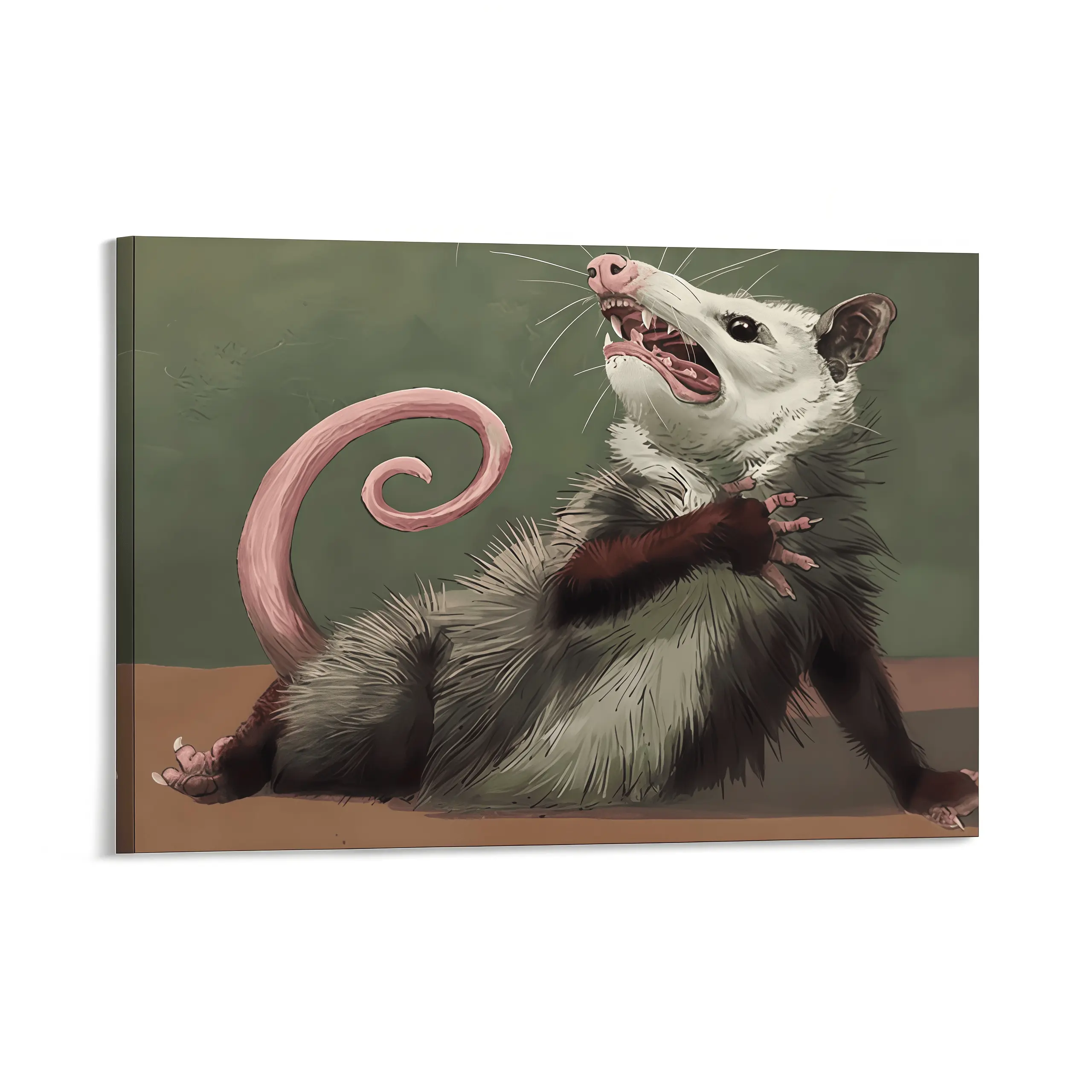 Opossum Funny Poster Canvas Wall Art, Animals Decor, Quirky Wall Decor, Opossum Humor Artwork for Animal Lovers, Funny Gift Idea for Home