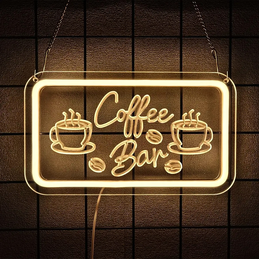 LED Neon Sign Coffee Bar, Decorative Led Neon Lights, Restaurant Cafe Shop Window Decor, Kitchen Bedroom Wall Decoration, Birthday Party Home Decor, 5v USB Powered