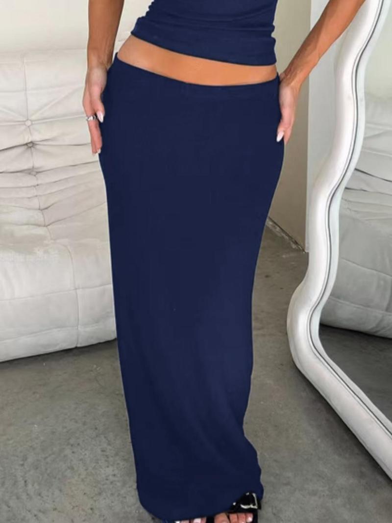 Women's Solid Color Skirt, Elegant Fashion Long Skirt for Daily Outdoor Wear, Women Bottoms for Summer