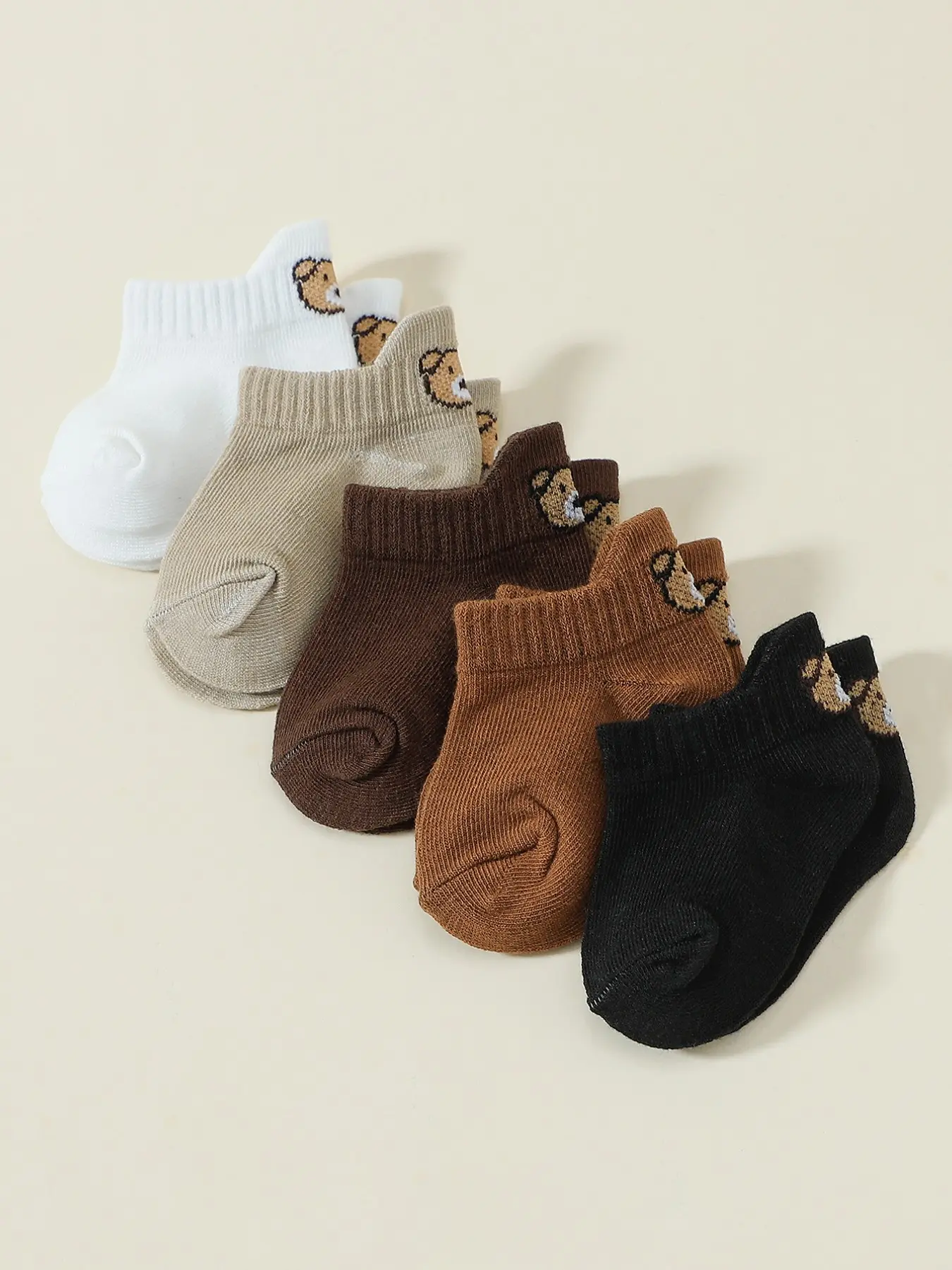 5 Pairs Cartoon Bear Baby Boat Socks, Newborn Socks, Cute Infant Footwear for All Seasons, Perfect for Daily Wear, Comfortable and Stylish Design