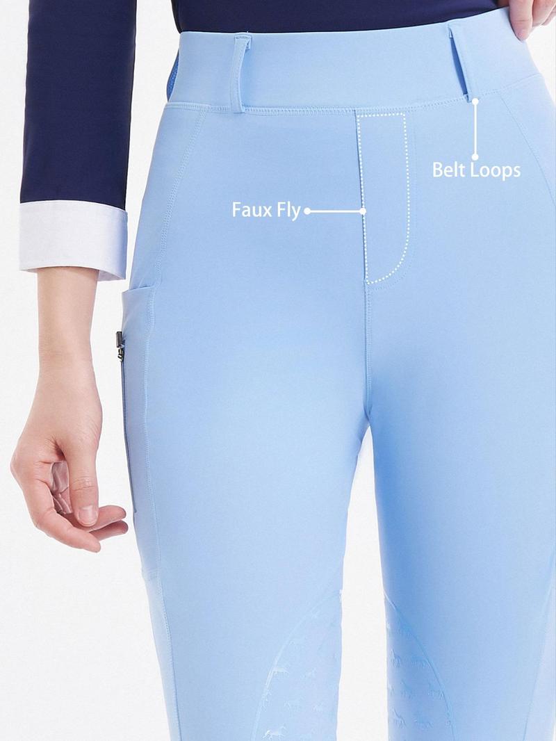Women's Horse Pattern Pocket Silicone Riding Pants, Lightweight Breathable Comfortable Equestrian Pants, Ladies Sportswear for Riding