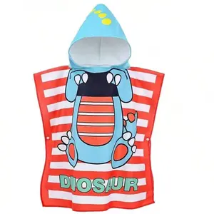 Hooded Cape Towel, Ultra-Fine Fiber Cartoon Print Beach Towel, Soft Absorbent Swimwear, Unisex Animal Pattern Cape