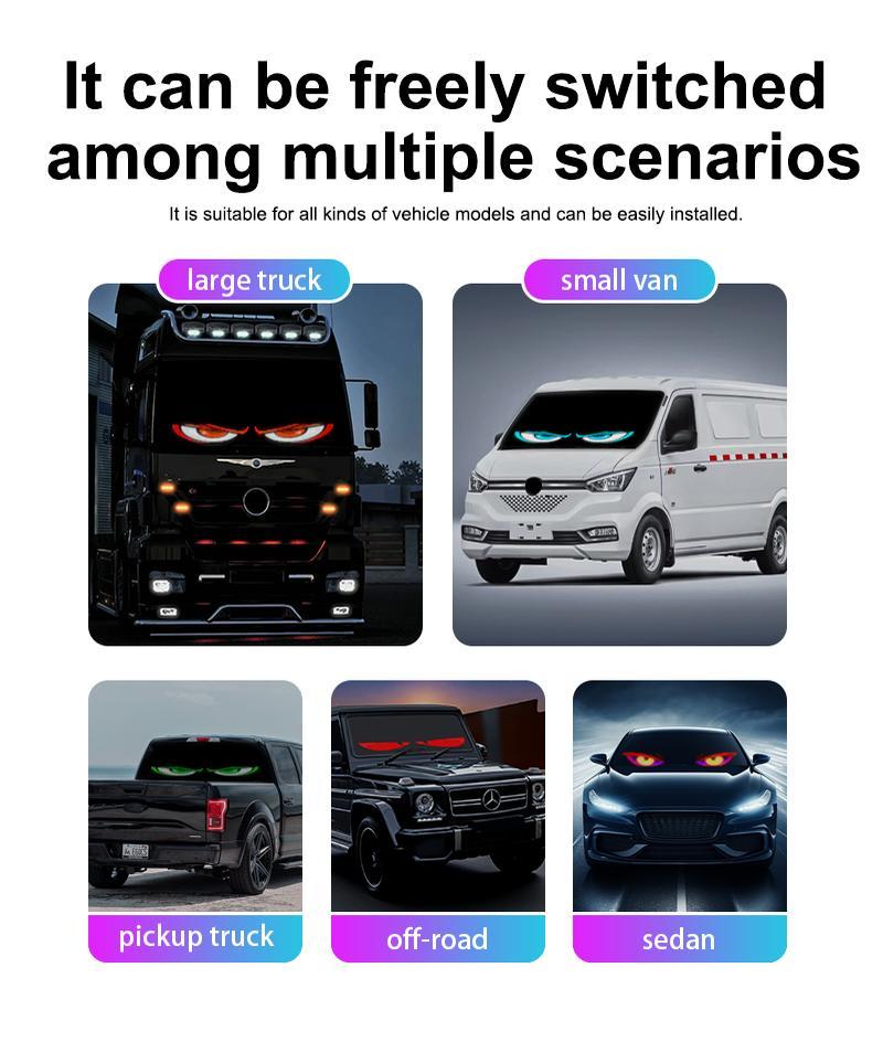 RAZEN Universal Devil Eye LED Light & Flexible Car LED Display, Bluetooth Wireless Control for Sedans, Mid-size Cars & SUVs, Men’s Gift for Auto Exterior Decor, Vehicle Decals & Grille LED Trim