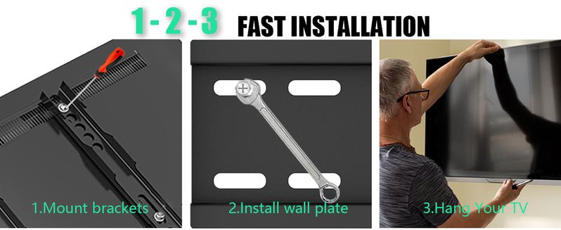 Fixed TV Wall Mount for 14-43 Inches Flat Screen TVs, Low Profile TV Mount Bracket Hold Up 55lbs, Wall Mount Bracket Flush Mount Space Saving, Max VESA 200x200mm