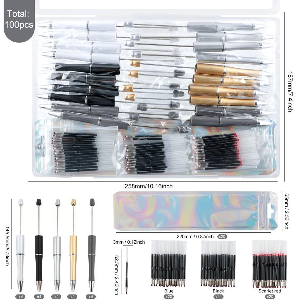 Colorful Ballpoint Pen Kit, 100pcs/set DIY Ballpoint Pen Art Craft Kit with Accessories, Cute Stationery Supplies for School & Office