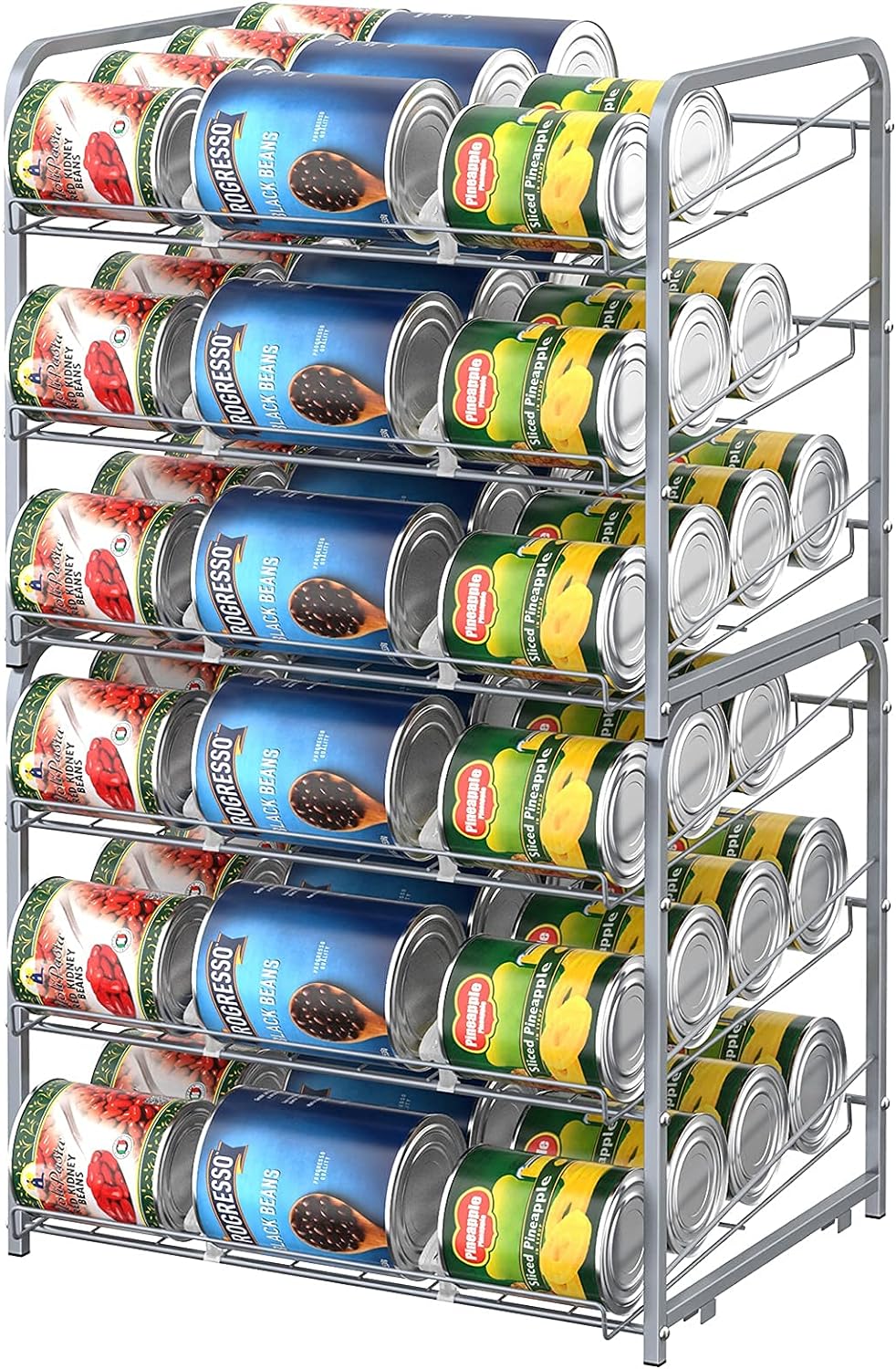 NEW Stackable Can Rack Organizer 2 Pack, Can Storage Dispenser for 72 Cans, Can Organizer for Pantry Kitchen Cabinet, White
