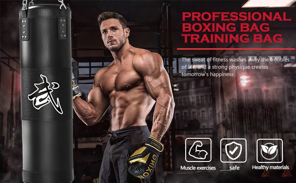 AGS Punching Bag for Adults, 4ft Heavy Boxing Bag Set with 12oz Boxing Gloves, MMA Karate Kickboxing Boxing Home Gym Martial Art - Unfilled