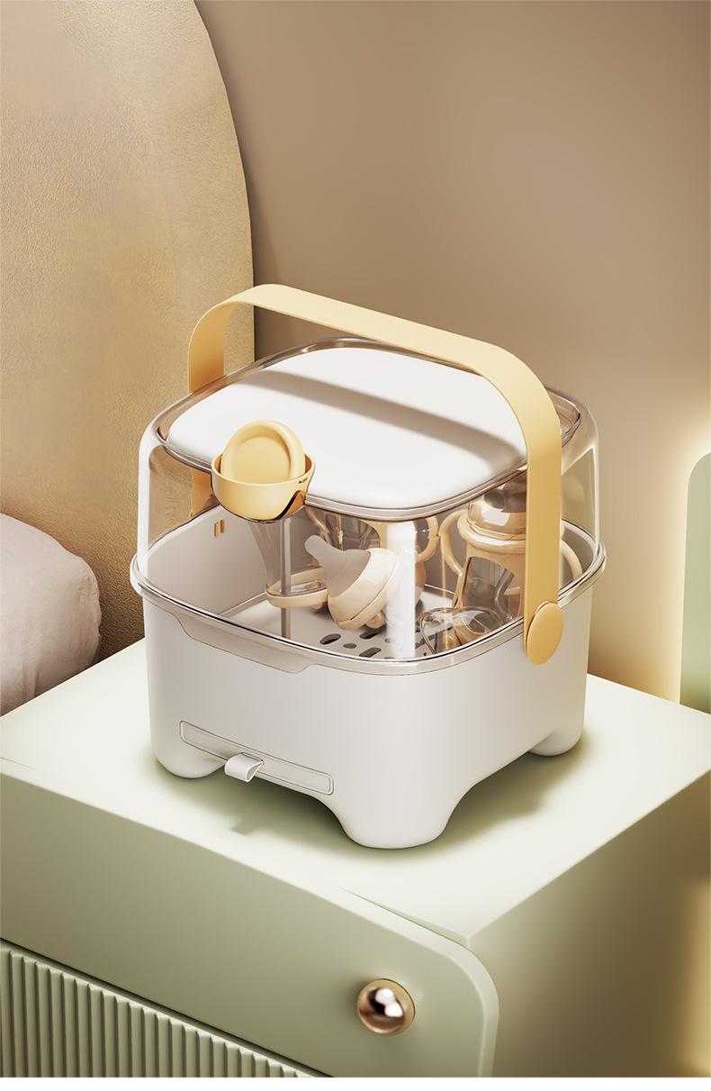 Portable Lid Baby Bottle Box Food Grade Material Dustproof Insectproof Baby Supplies Storage Box Draining Baby Bottle Box removable drip tray