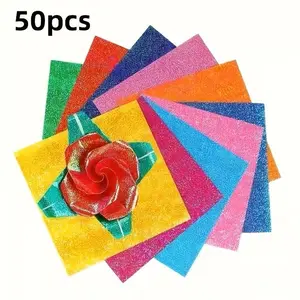 50pcs Shimmer Cardstock, Pearl Fold Paper, Handmade Craft Paper, Perfect for Scrapbooking, Party Decor, School Projects, Weddings, Birthdays