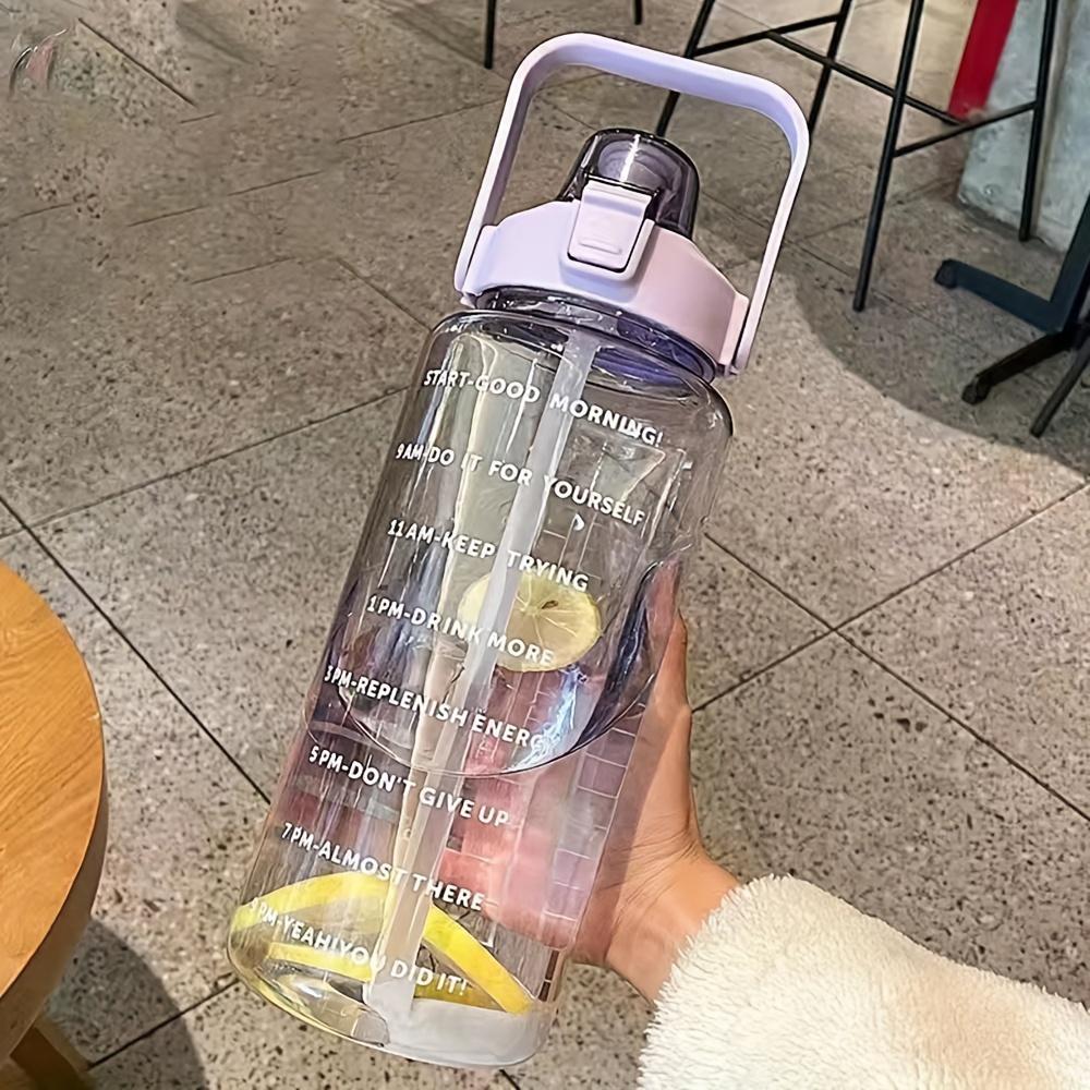 67.63 Oz Portable Water Bottle with Straw, Large Capacity Fitness Drink Bottle with Time Markers, Sports Drinking Bottle, Ideal for Outdoor Sports and Holidays