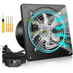 8 Inch Exhaust Fan with Speed Controller, 700CFM Wall Mount Exhaust Fan for Kitchen, Metal Ventilation Extractor Fan with Damper for Bathroom, Garage, Attic, Shop,  Room,  Room, Basement
