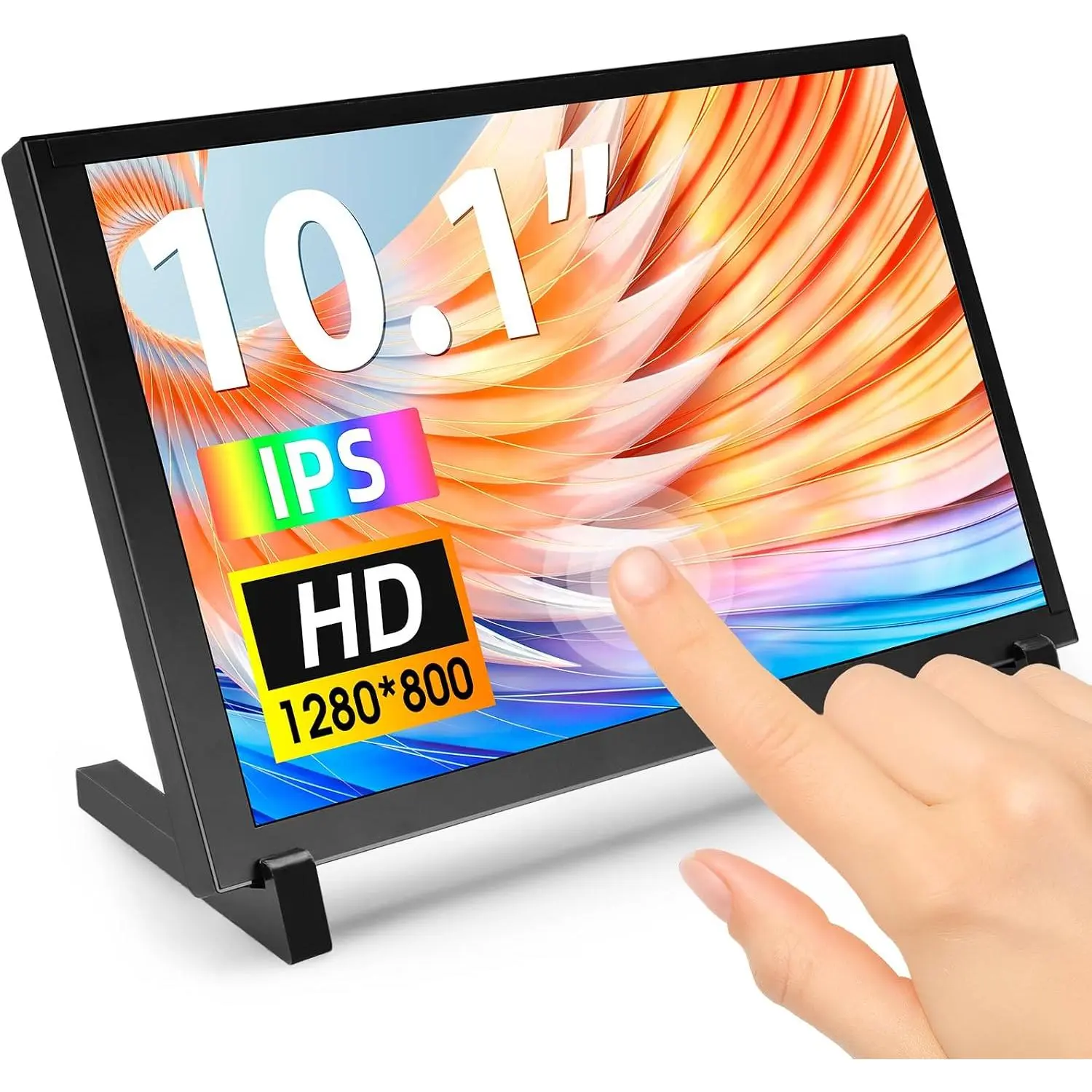 10.1 Inch Capacitive Touchscreen HD 1280×800 IPS LCD Display with Stand, Portable for Raspberry Pi 3/3B+/4B/5 (Raspberry Users), Nano, Banana Pi, PC, Windows, Beaglebone