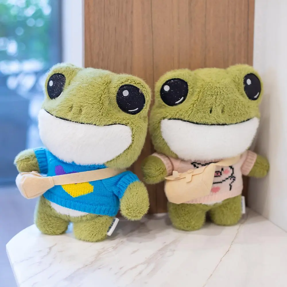 Little frog doll plush toy cute big eyes simulation frog dressing backpack children soothing doll girl