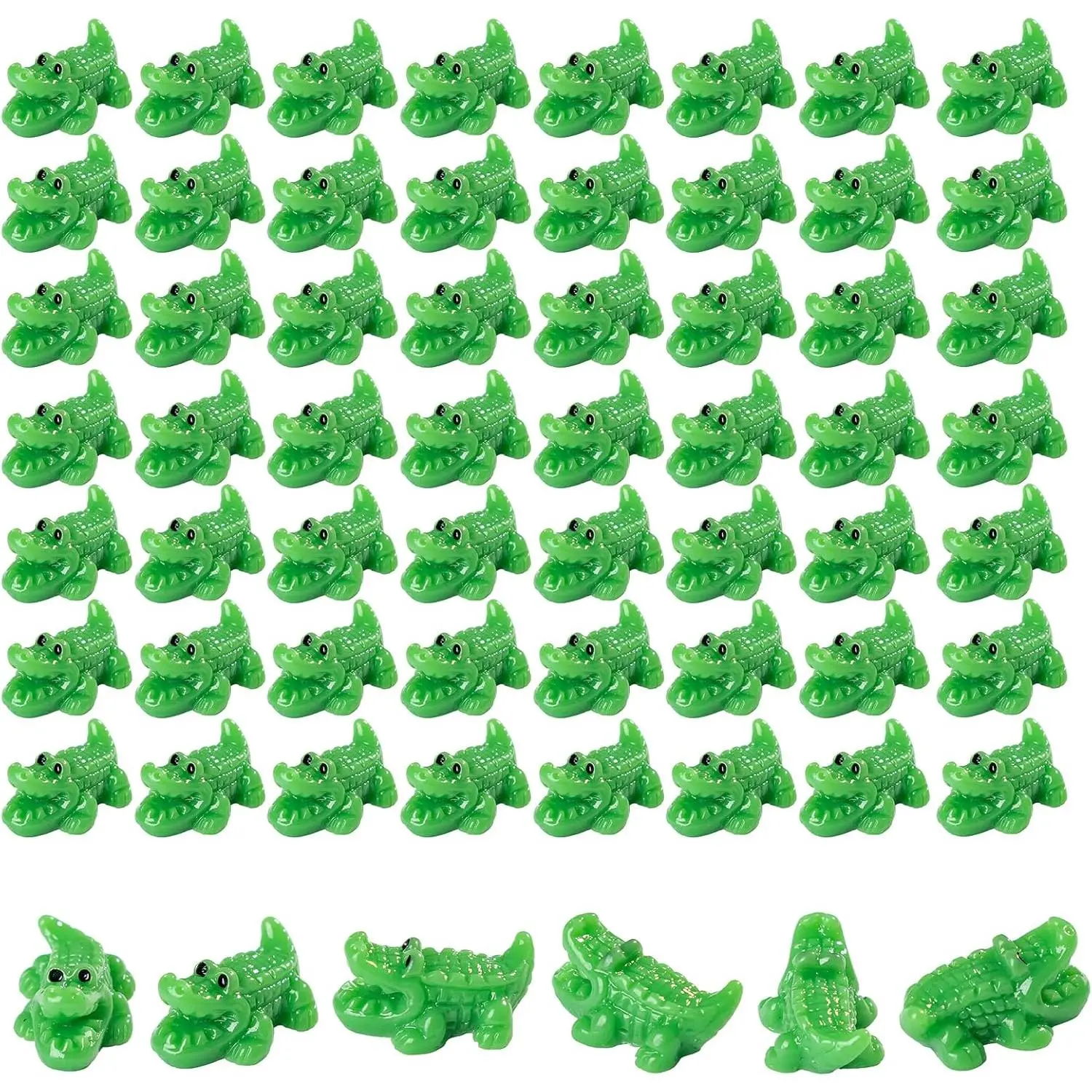 80 Pcs Mini Resin Crocodile Figurine Crocodile Mini Crocodile Figurine Cake Decorations Cute Miniature Resin Sculpture Ornament Micro Landscape Office Garden Desk Party Tabletop Decor