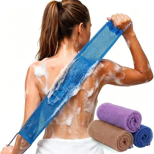 3 Pieces African Net Sponge with Handles Long African Exfoliating Net Washcloth Bath Sponge Net Cloth Wash Net Body Back Scrubber for Shower Loofah