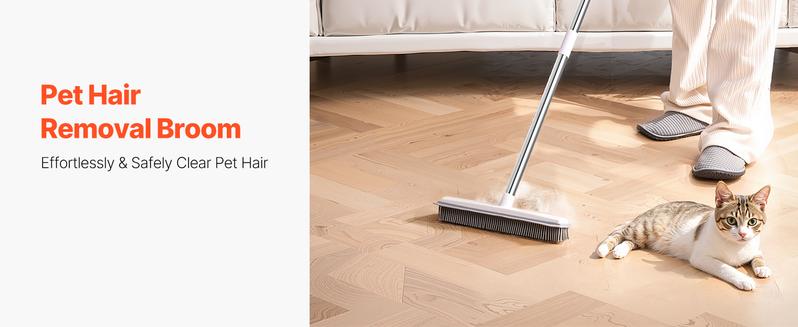Pet Hair Removal Broom with 47.2in Adjustable Handle & Rubber Squeegee for Dog Cat Hair Removal on Couch Hardwood Floors TikTokShop Deal
